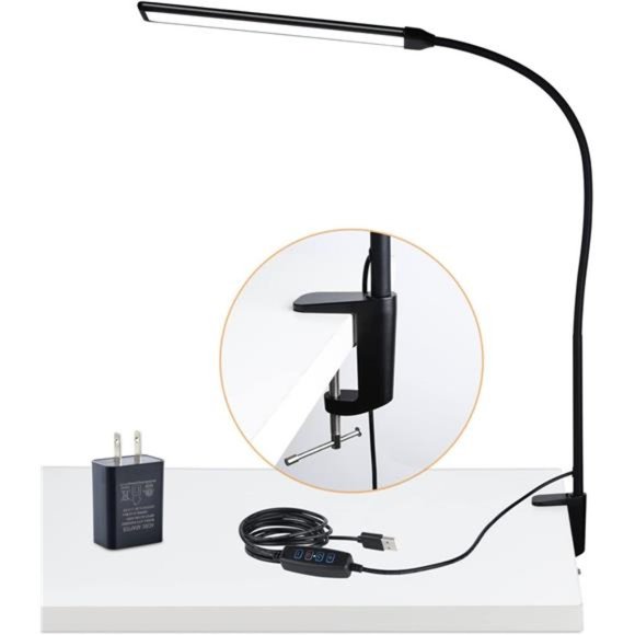 LED Desk Lamp with Clamp, Clamp Light, Tall Desk Lamp with Long Gooseneck, 11W - Picture 1 of 6